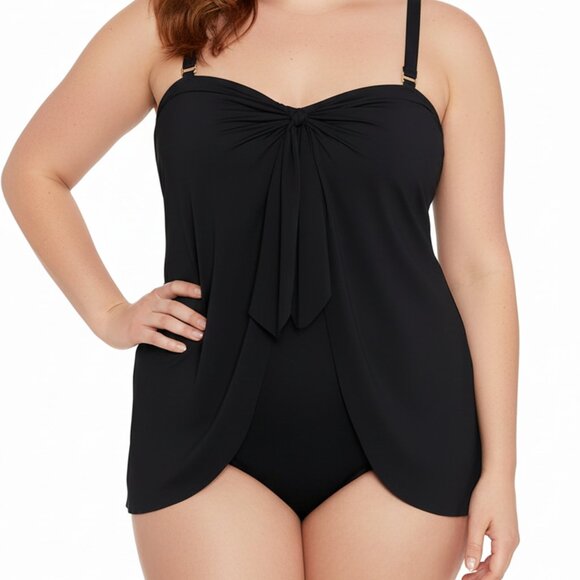Lauren Ralph Lauren Black Fly Away One Piece Swimsuit Womens Size 18W Vacation - Picture 1 of 14